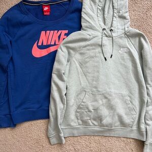 Nike Blue Sweatshirt and Nike Light Sage Hoodie Bundle